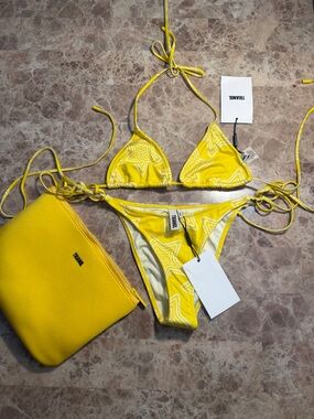 triangl swimwear Yellow Star-Print String Bikini with Matching Zip Pouch